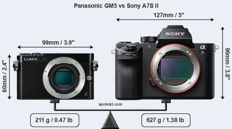Size Panasonic GM5 vs Sony A7S II