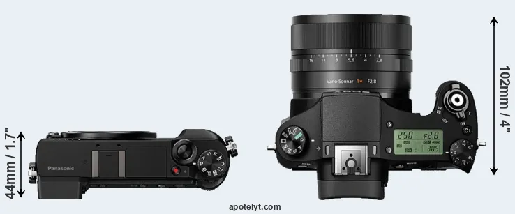 Compare GX80 versus RX10 II top