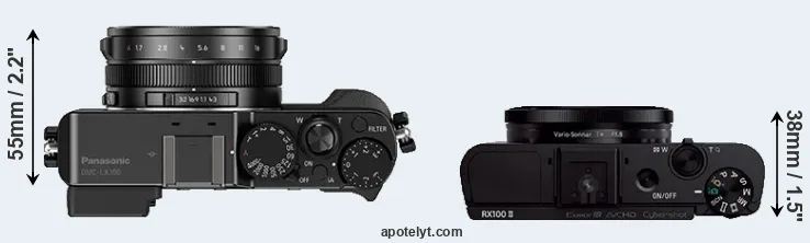 Compare LX100 versus RX100 II top