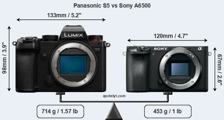 Size Panasonic S5 vs Sony A6500