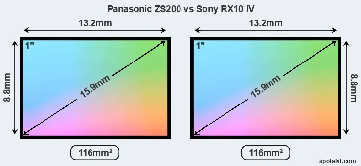 Panasonic ZS200 and Sony RX10 IV sensor measures