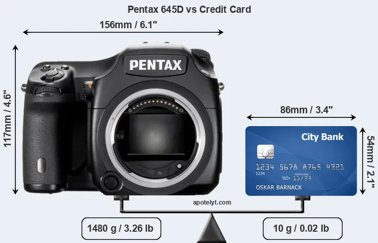 Pentax 645D vs credit card front