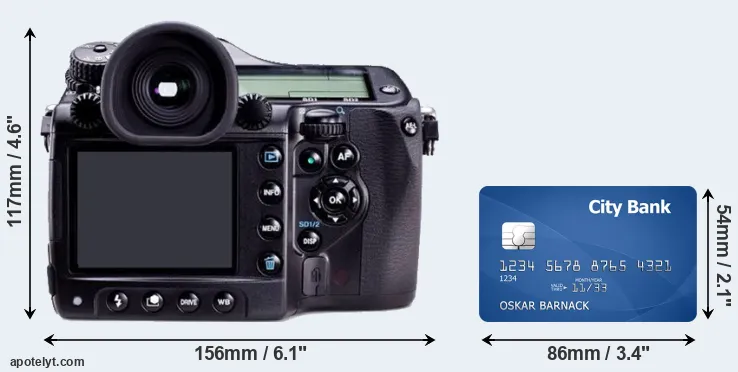 645D and credit card rear side