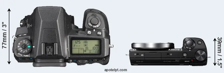 Compare K-3 versus NEX-5R top