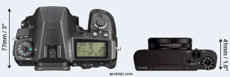 Compare K-3 versus RX100 III top