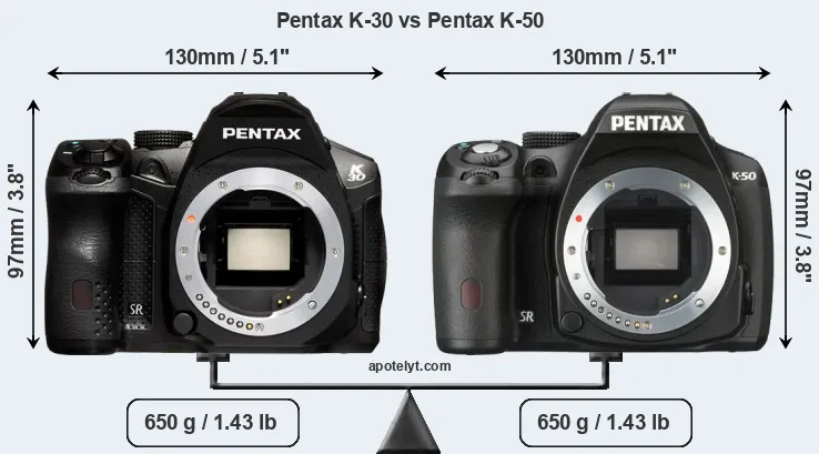 Size Pentax K-30 vs Pentax K-50