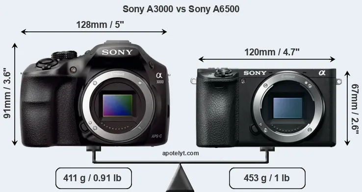 Size Sony A3000 vs Sony A6500