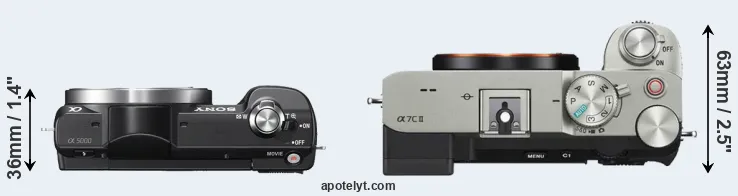 Compare A5000 versus A7C II top