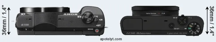 Compare A5100 versus RX100 top