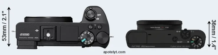 Compare A6500 versus RX100 top