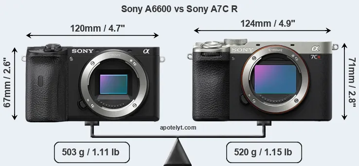 Size Sony A6600 vs Sony A7C R