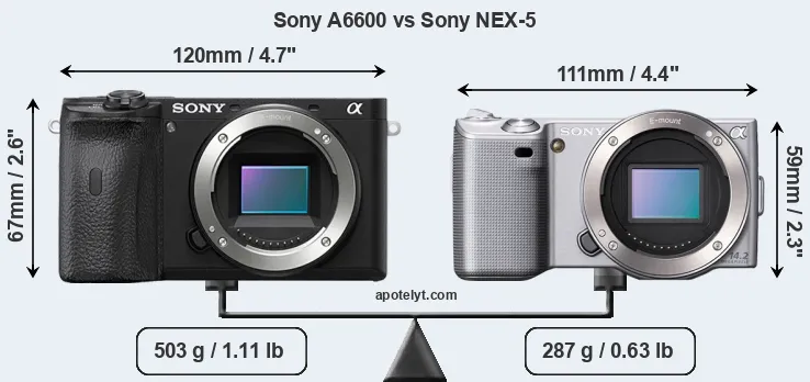 Size Sony A6600 vs Sony NEX-5
