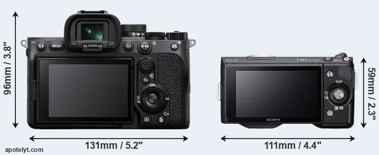 Comparison A7 IV or NEX-5N rear