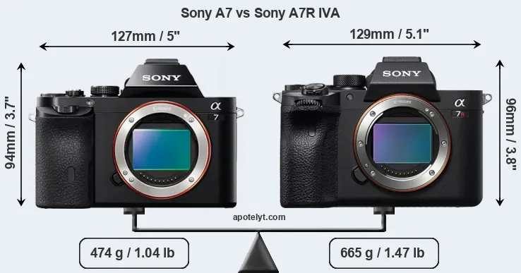 Size Sony A7 vs Sony A7R IVA