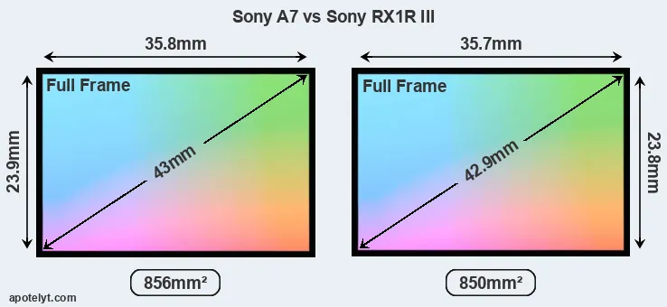 Sony A7 and Sony RX1R III sensor measures