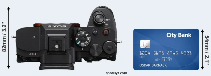 A7R V versus credit card top view
