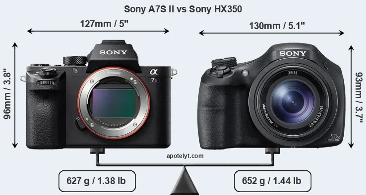 Size Sony A7S II vs Sony HX350