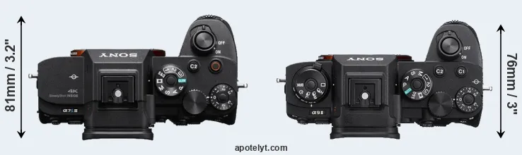 Compare A7S III versus A9 II top