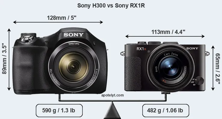 Size Sony H300 vs Sony RX1R