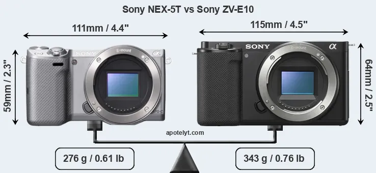 Size Sony NEX-5T vs Sony ZV-E10