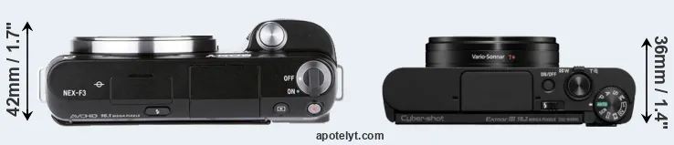 Compare NEX-F3 versus WX800 top