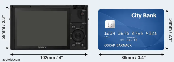 RX100 and credit card rear side